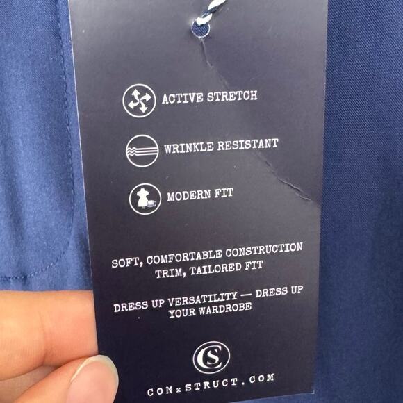 Con.Struct Navy Blue Bistretch Dress Pants Size 36x32 - Picture 12 of 12